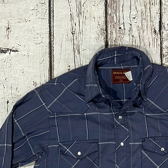 Vintage Rustler Plaid Pearl Snap Rancher Rockabilly Western Cowboy Shirt - Picture 4 of 5